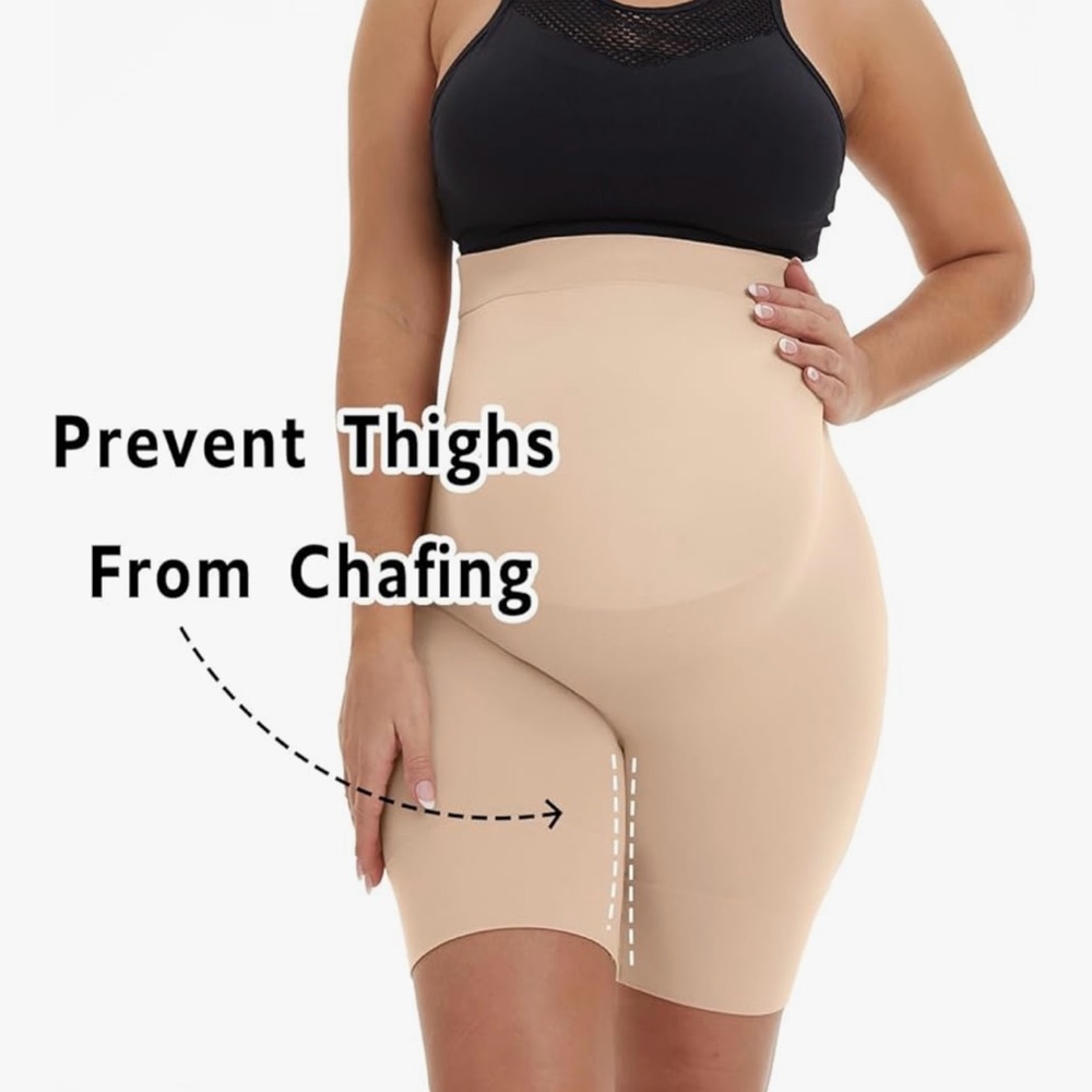 High-Waist Anti-Chafing Shapewear Shorts - Tan